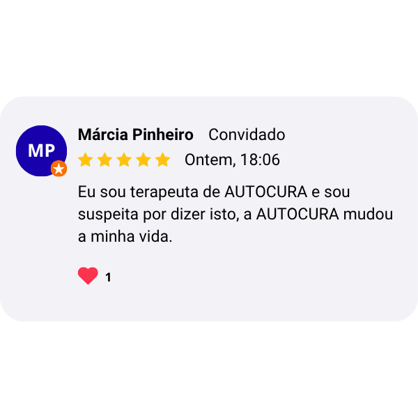 Depoimento em print — terapeuta certificada AUTOCURA