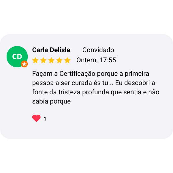 Depoimento em print — terapeuta certificada AUTOCURA