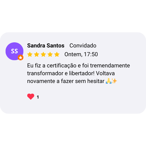 Depoimento em print — terapeuta certificada AUTOCURA