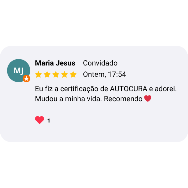 Depoimento em print — terapeuta certificada AUTOCURA