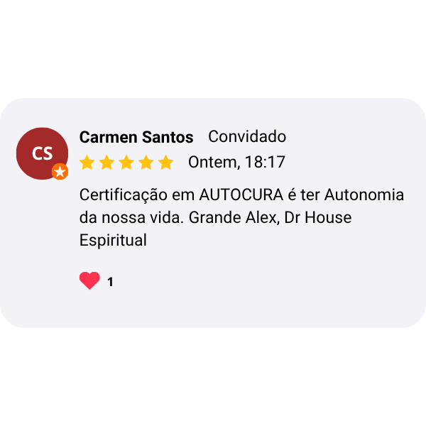 Depoimento em print — terapeuta certificada AUTOCURA